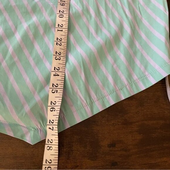 Art Point Lagenlook boxy asymmetrical green purple striped boat neck top Medium - Picture 8 of 9